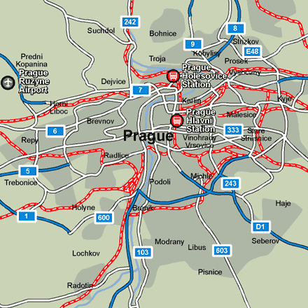 Prague Rail Maps and Stations from European Rail Guide